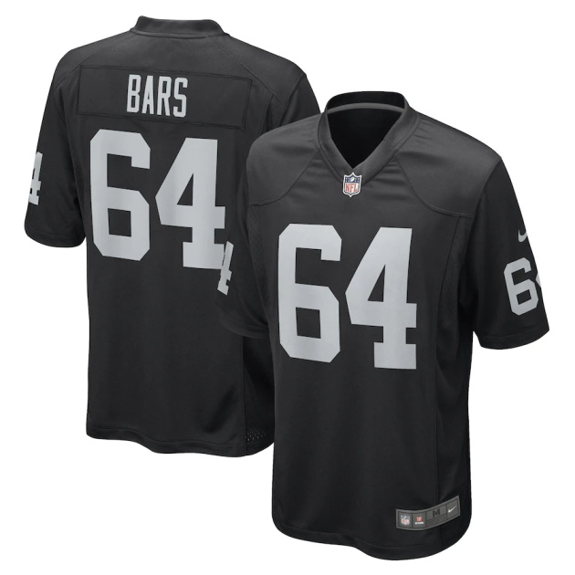 mens nike alex bars black las vegas raiders game player jersey